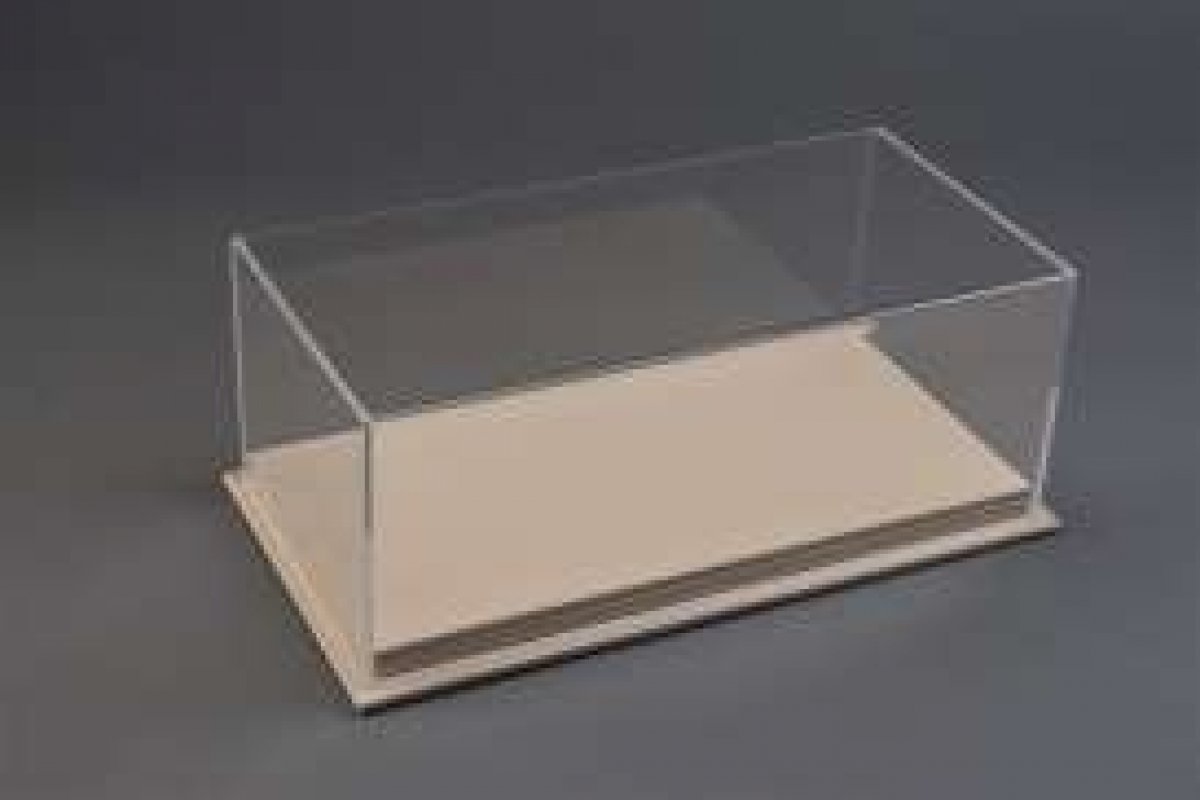 Vitrine 1-18 Mulhouse Deluxe avec bases en cuir beige , 325x165x125mm