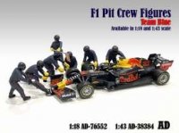 Figurines , 7 pcs, F1 Pit Crew Figures set I Team Rouge blue, mauve