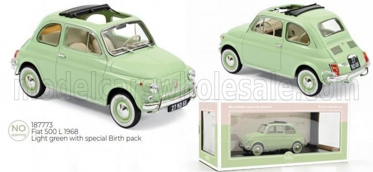 Opname Leuk vinden groet Schaalmodel Fiat 500l Open Dak 1968 , Groen 1/18 | Norev