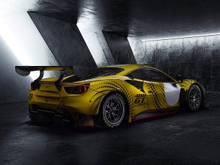 Ferrari 488 Modificata geel , zwart