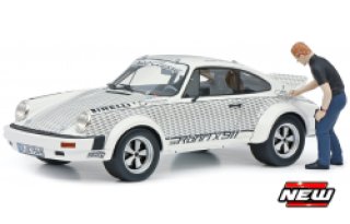 Porsche 911 Röhrl x911 + FIGURINE Walter Röhrl ,blanc ,noir