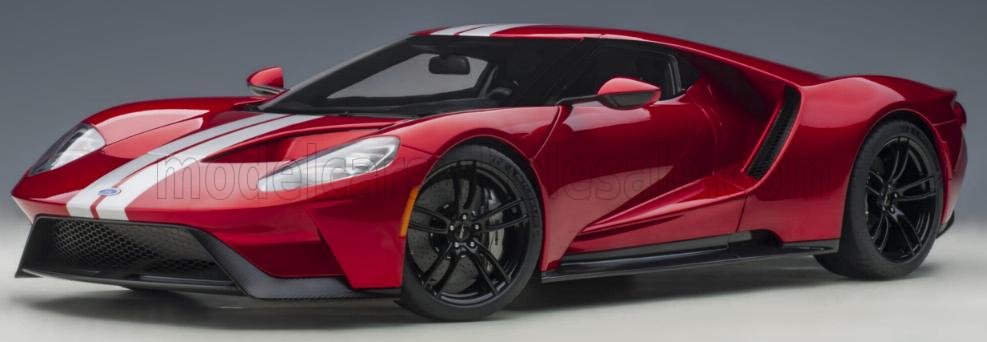 FORD GT 2017  ,liquid rood ,zilvere strepen