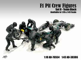 Figuren , 7 stuks , F1 Pit Crew ,set II Zilver Tea