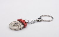 RACING BRAKE DISC KEYCHAIN Avec OMEGA SHAPE KEYRING,RED CALIPER