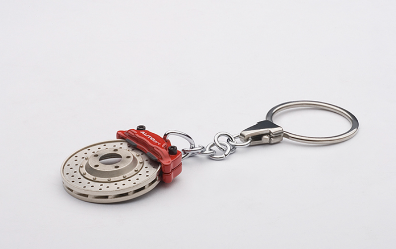 RACING BRAKE DISC KEYCHAIN Met OMEGA SHAPE KEYRING