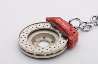 RACING BRAKE DISC KEYCHAIN Avec OMEGA SHAPE KEYRING,RED CALIPER