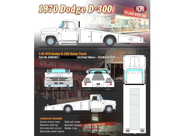 Dodge D300 Ramp Truck, 1970, wit
