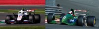 HAAS - F1 SET 2X VF-21 FERRARI 065/6 TEAM URALKALI N 47 BELGIUM GP 2021 MICK SCHUMACHER + JORDAN 191 FORD N 32 FIRST F1 RACE SPA BELGIUM GP 1991 MICHAEL SCHUMACHER - 30th ANNIVERSARY