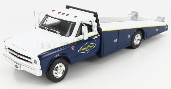CHEVROLET - C-30 TRUCK RAMP CAR TRANSPORTER GOOD YEAR 1967 - WIT / BLAUW