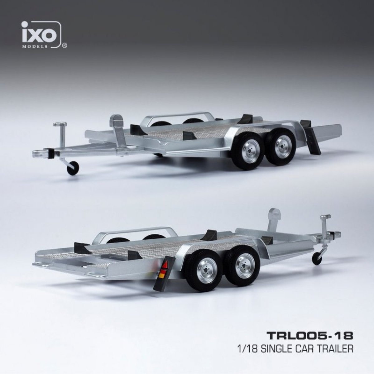 Schaalmodel Aanhanger - Autotrailer Zilver 1/18 | Ixo