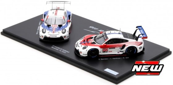 Porsche 911 RSR IMSA FAREWELL - 2 CAR SET, blanc/ rouge/ bleu  Limited Edition 300 pcs