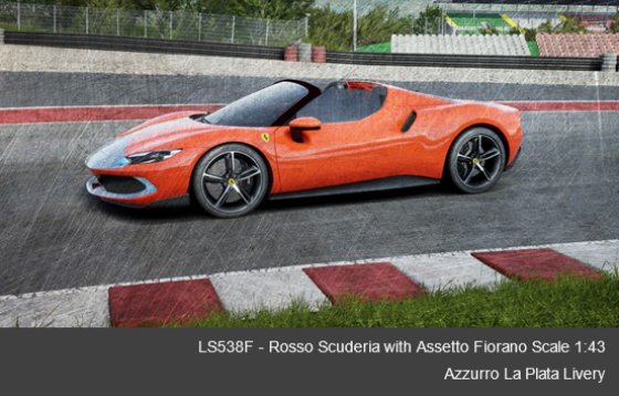 FERRARI 296 GTS ROSSO SCUDERIA WITH ASSETTO FIORANO AZZURRO LA PLATA LIVERY