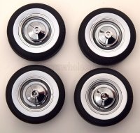 SET 4X WIELEN /VELGEN FOR FIAT 500 1968 - BLACK WHITE CHROME