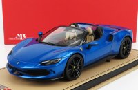 FERRARI - 296 GTS SPIDER OPEN DAK 2022 -MET SHOWCASE -  BLAUW MET