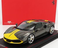 FERRARI - 296 GTB HYBRID 830HP V6 ASSETTO FIORANO 2021 -  MET SHOWCASE - GRIS JAUNE