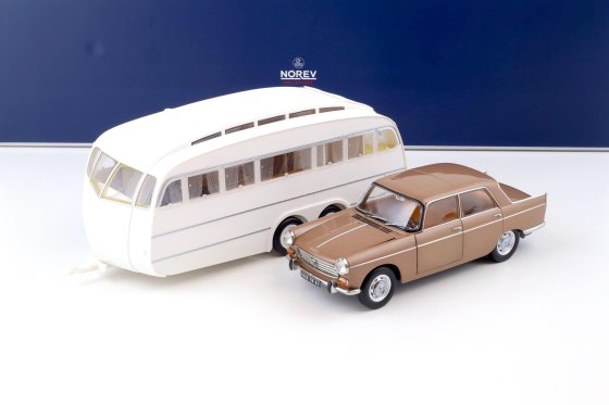 Peugeot 404 1965 avec caravane Hénon 1/18 NOREV