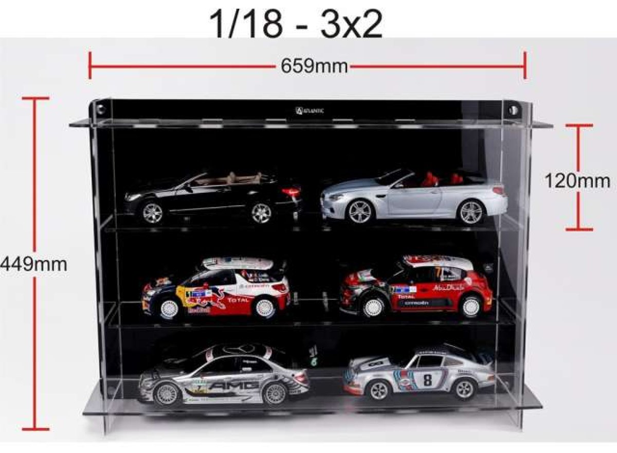 Vitrine Acrylic Multicase pour 6x 1-18 miniatures long 36, 8cm, large  12.50cm, haut 825cm.