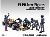 Figurines , 7 pcs, F1 Pit Crew Figures set III Team Rouge blue, mauve