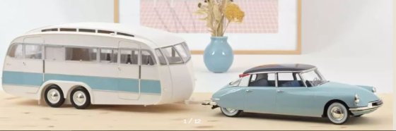 Citroën DS 19 1959 avec Caravane Hénon 1/18 NOREV