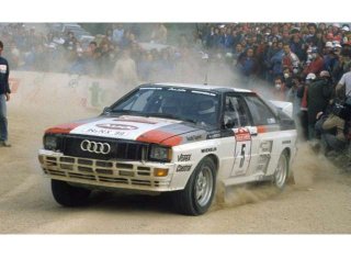 Audi Quattro A2, No.5, Rallye WM, Rallye San Remo, Zusatzscheinwerfer liegen ein, H.Mikkola/A.Hertz, 1983