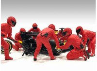 Pit Crew Figures set #2, Team Red 7 figures Ferrari