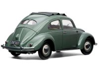 Volkswagen Beetle Saloon with open roof and full opening parts, pastel green