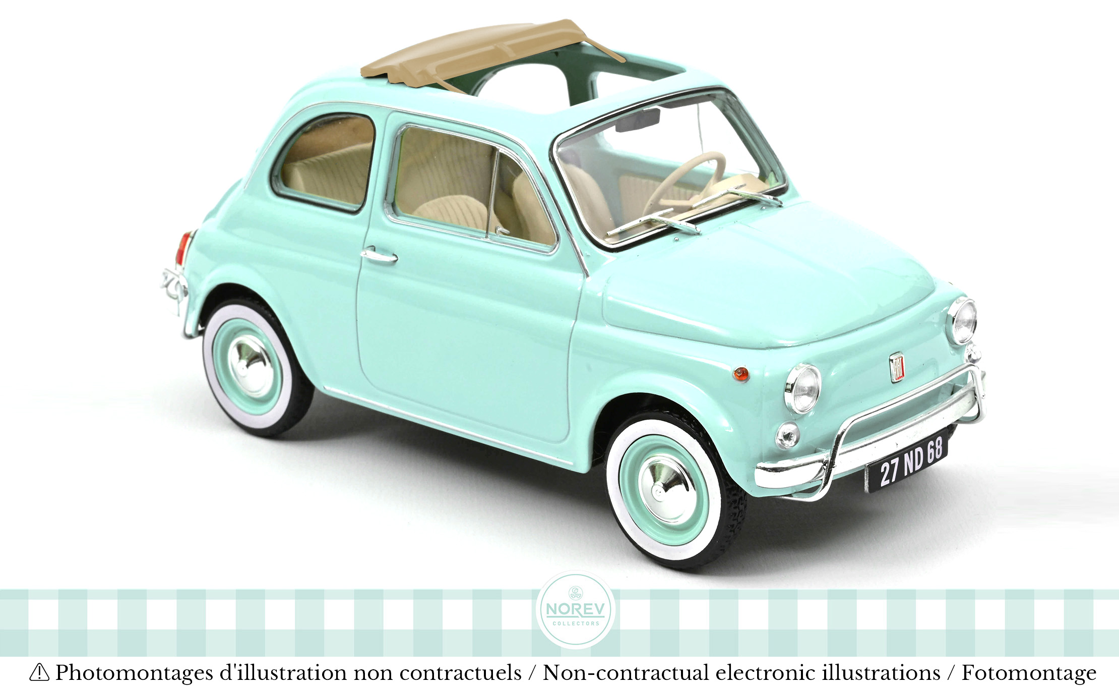 Fiat 500 L 1968 pastelblauw 1:18 met bijzondere ge
