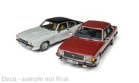 Ford set van 2: Capri MK II X-Pack + Granada MK II 2.8i Ghia, zilver/metallic donkerrood, RHD, Screen Stars, 1977