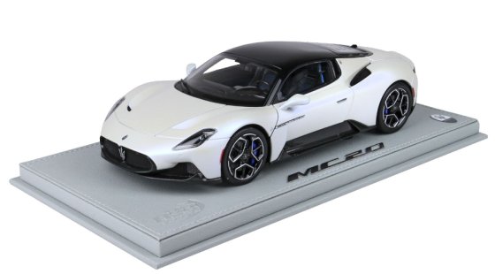 Maserati MC20 Die cast apribile Special Color Bianco Audace con vetrina