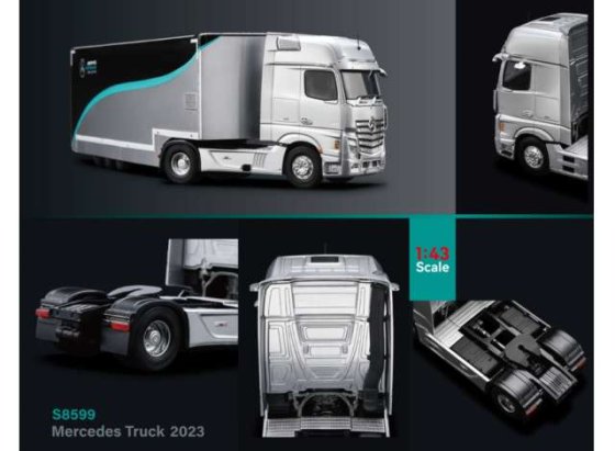 Mercedes-AMG Actros Truck Mercedes F1 Team 2023 schaal 1/43 van Spark
