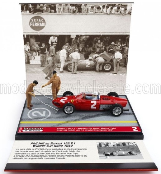 F1 DIORAMA 156 N 2 WORLD CHAMPION WINNER ITALY MONZA GP WITH FIGURES 1961 PHIL HILL