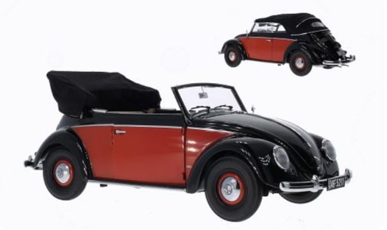 VW Beetle Cabriolet, schwarz/rot, 1949