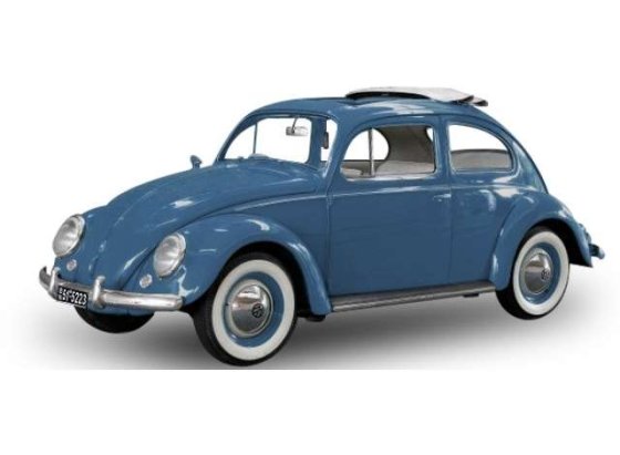 Volkswagen Beetle Saloon with open roof, fjord blue 1958