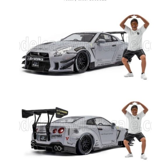 NISSAN - GT-R (R35) TYPE 2 LIBERTY WALK LB WORKS COUPE WITH AMERICAN DIORAMA FIGURE 2018 - GREY