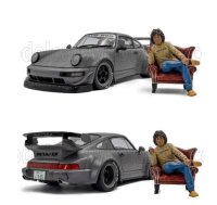 PORSCHE - 911 964 RWB BODYKIT COUPE WITH AMERICAN DIORAMA FIGURE 2016 - NARDO GREY