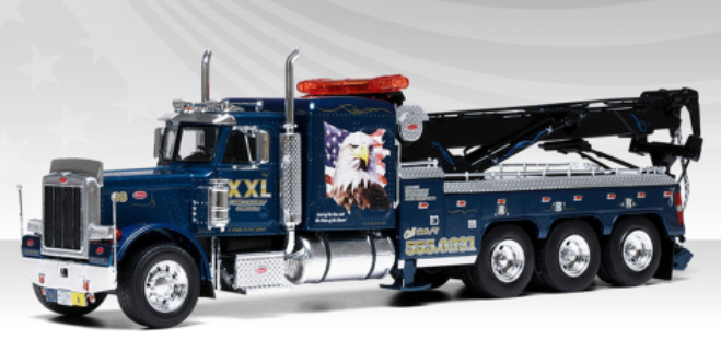 Peterbilt 359 Wrecker, blau, 1980