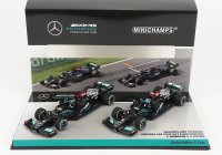 MERCEDES GP - F1 SET 2X W12 MERCEDES M12 EQ POWER+ TEAM AMG PETRONAS MOTORSPORT FORMULA ONE N 44 SEASON 2021 LEWIS HAMILTON + N 77 SEASON 2021 VALTTERI BOTTAS