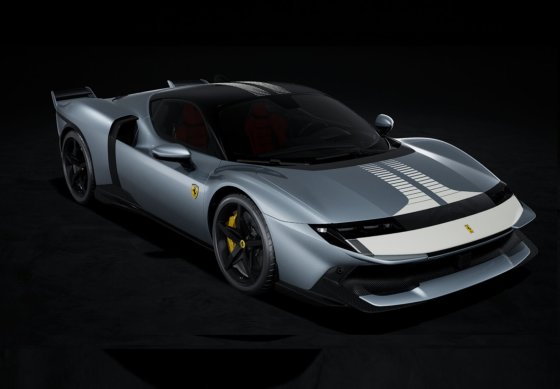 Ferrari 849 Testarossa Assetto Fiorano Grigio Titanio opaco e striscia bianca Press Version