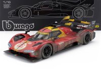 FERRARI - WITH SHOWCASE - 499P 3.0L TURBO V6 TEAM FERRARI AF CORSE N 50 WINNER 24h LE MANS (AFTER RACE VERSION) 2024 ANTONIO FUOCO - MIGUEL MOLINA - NICKLAS NIELSEN - RED