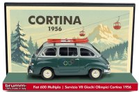 FIAT - DIORAMA 600 MULTIPLA SERVIZIO VII GIOCHI OLIMPICI CORTINA CON SCI 1956