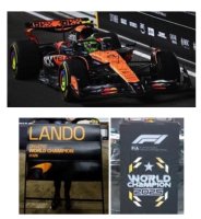 McLaren MCL39 No.4 3rd Abu Dhabi GP 2025 Lando Norris F1 Drivers' World Champion 2025 with pit board
