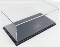 VITRINE DISPLAY BOX - MOLHOUSE LEREN BASIS - LEATHER BASE BLUE - Lengte LENGTH cm 32,5 X Breedte WIDTH cm 16,5 X Hoogte HEIGHT cm 12,5 (binnenhoogte 10,6 cm) - PLASTIC DISPLAY