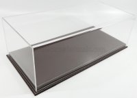 VITRINE DISPLAY BOX - MOLHOUSE BASE EN CUIR MARRON - LEATHER BASE BROWN - Longueur LENGHT 51 cm X Largeur WIDTH 24 cm X Hauteur HEIGHT 19 cm (hauteur intérieure 15,3 cm) - PLASTIC DISPLAY