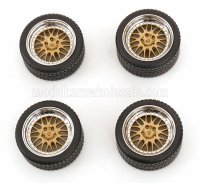 BANDEN SET 4X WHEELS AND BBS RIMS FOR PORSCHE 911 993 GT2 COUPE 1996 - BLACK CHROME GOLD