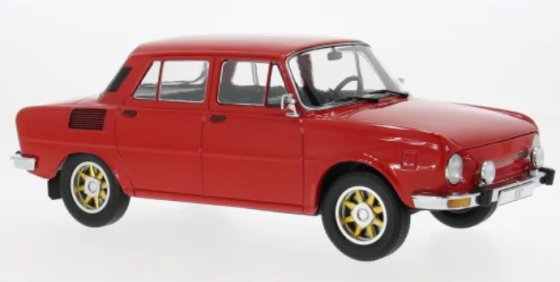 Schaalmodel van Škoda 100 1969 rood 1/18 MCG