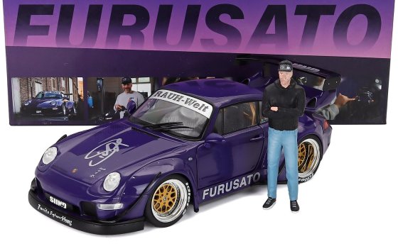 PORSCHE - 911 993 RWB RAUH-WELT FURUSATO SIDNEY HOFFMANN COUPE 1995 - WITH FIGURE SIGNATURE EDITION - PURPLE