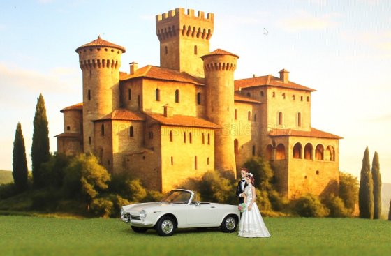 ALFA ROMEO - GIULIA GT CABRIOLET SPIDER PROTOTIPO 1963 - JUST MARRIED - WEDDING WITH 2 FIGURES - WHITE