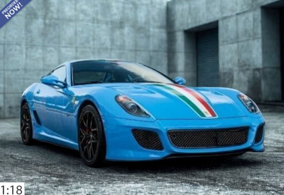 Ferrari 599 GTO 2010 - made in Italy Baby Blu con striscia Italia