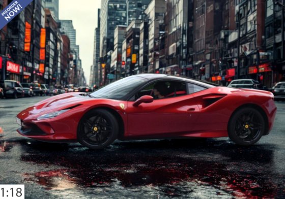 Ferrari F8 Tributo Rosso Fuoco met zwart dak 1/18 BBR