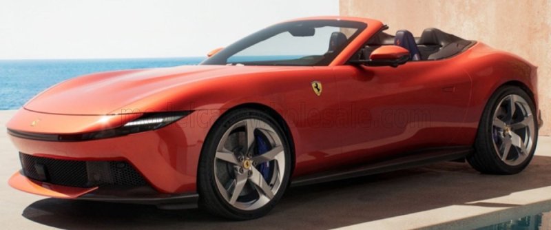 FERRARI - AMALFI SPIDER 2025 - CON VETRINA - WITH SHOWCASE - ROSSO TRAMONTO - LIGHT RED